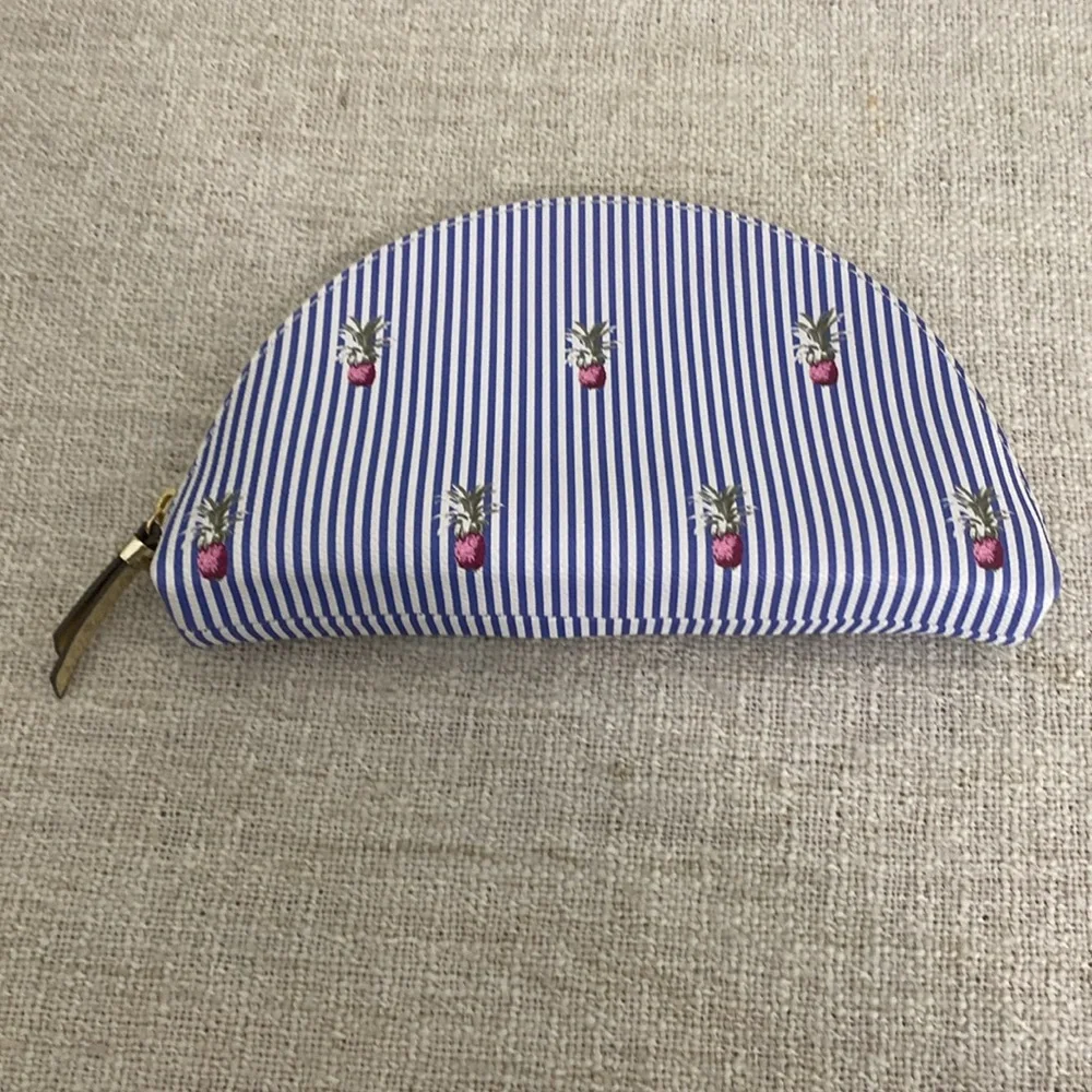 Banana Republic Blue/White Stripe with Pink Pineapple Print Clutch - Picture 2 of 13